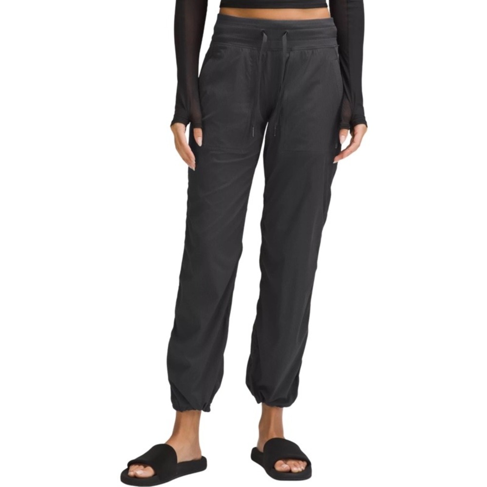 LULULEMON 14 Dance Studio Pant Black Ribbed Joggers LW5BPIS Athleisure Sporty